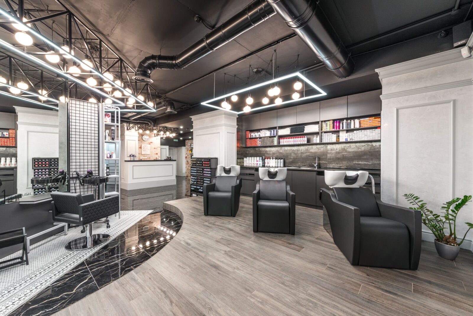Backwash basins in the CHAIR salon