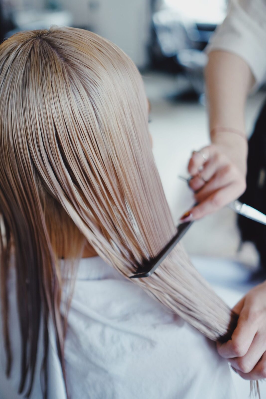 Combing through freshly conditioned hair
